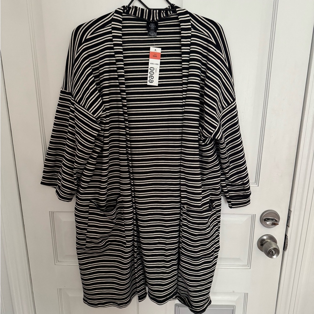 Agnes & Dora Ponte Striped Forever Cardigan with Pockets Size XXXL New With Tags - Picture 3 of 8